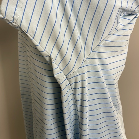 Peter Millar Summer Comfort Men L Blue Stripe Activewear Golf Polo - Picture 3 of 5